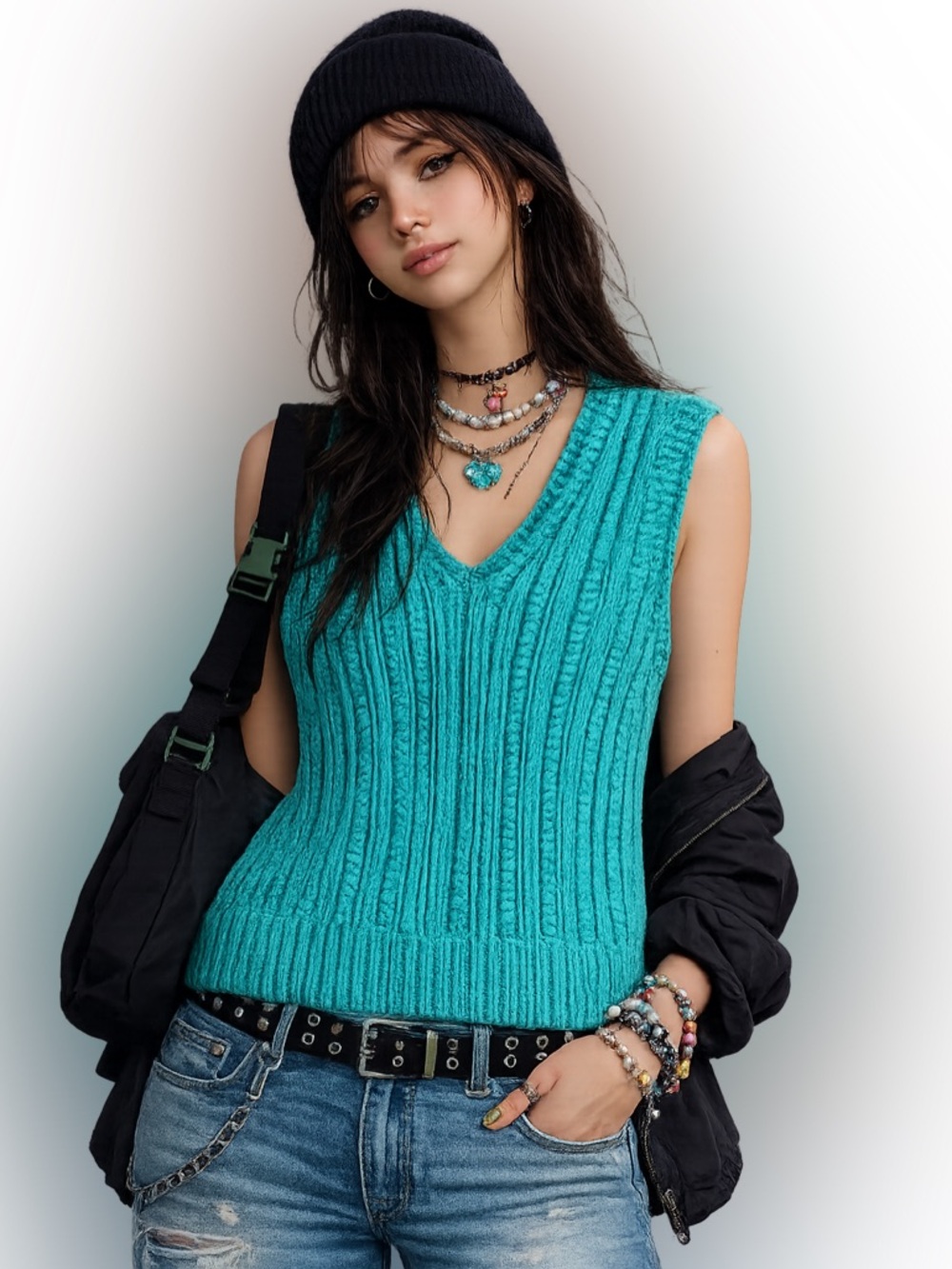 Hand Knit Sweater Vest Size L